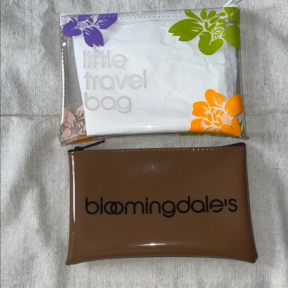 Bloomingdale's Brown and Clear Floral Travel Set Cosmetic Bags - Picture 2 of 9